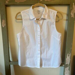 J. Crew Sleeveless cotton poplin shirt in signature fit, white, size L